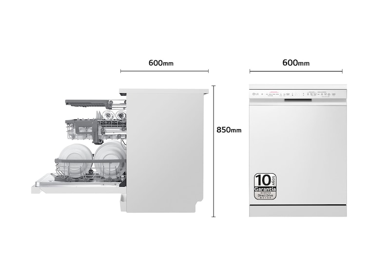 LG Outlet Lavavajillas LG QuadWashTM, con lavado a  vapor, Blanco, D, DF243FWS.OUTLET