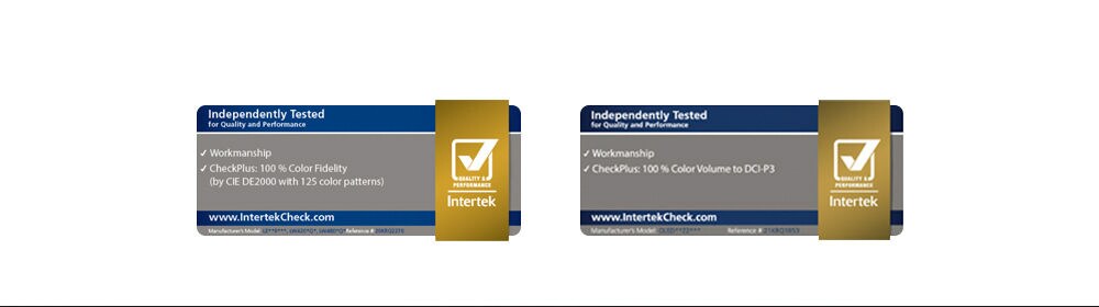 Certificación Intertek de Fidelidad de Color. Certificación Intertek de volumen de color.