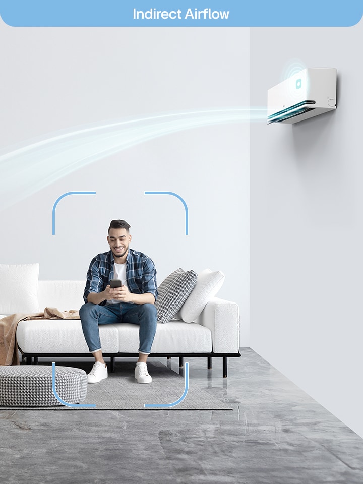 El aire se distribuye según la información detectada por el "Sensor de Detección Humana". Según el  modo seleccionado por el usuario y sus patrones de estilo de vida, el ahorro de energía es posible.