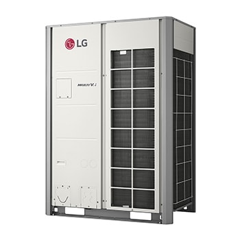 La unidad exterior MULTI V i ZRUM200LTE6 de LG, 20 HP. Conductos cuadrados 2x1 en el lado derecho de la parte frontal así como a cada lado de la unidad.