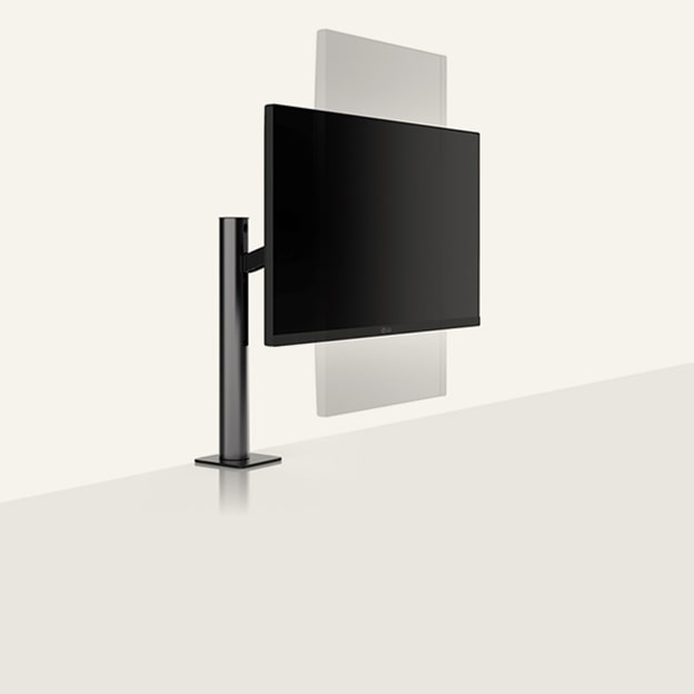 Diagrama del soporte de monitor LG que muestra la pantalla girando en vertical ilustra el Pivot.