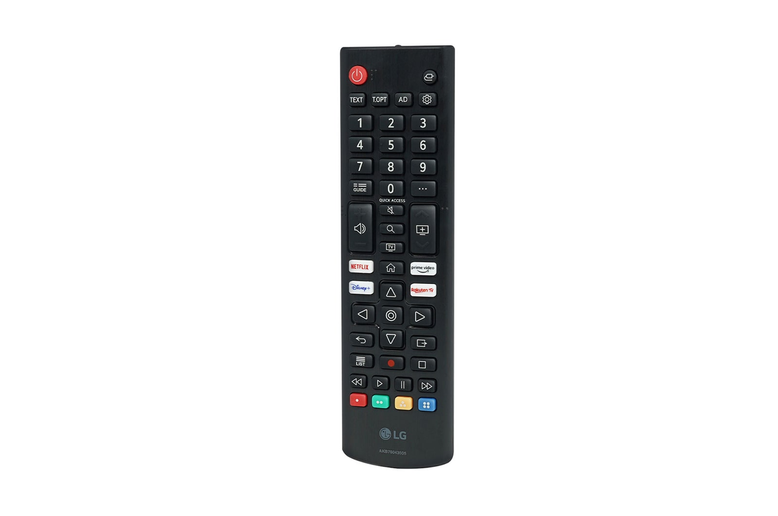 Vista frontal de Mando TV Universal LG 2024 AKB76043505