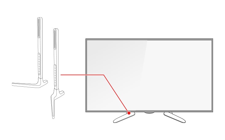 El soporte pedestal está colocado en la parte inferior del televisor.