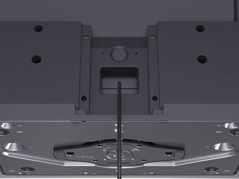 Instalación y fijación del soporte incluido en el LG OLED TV para una colocación segura y estable.