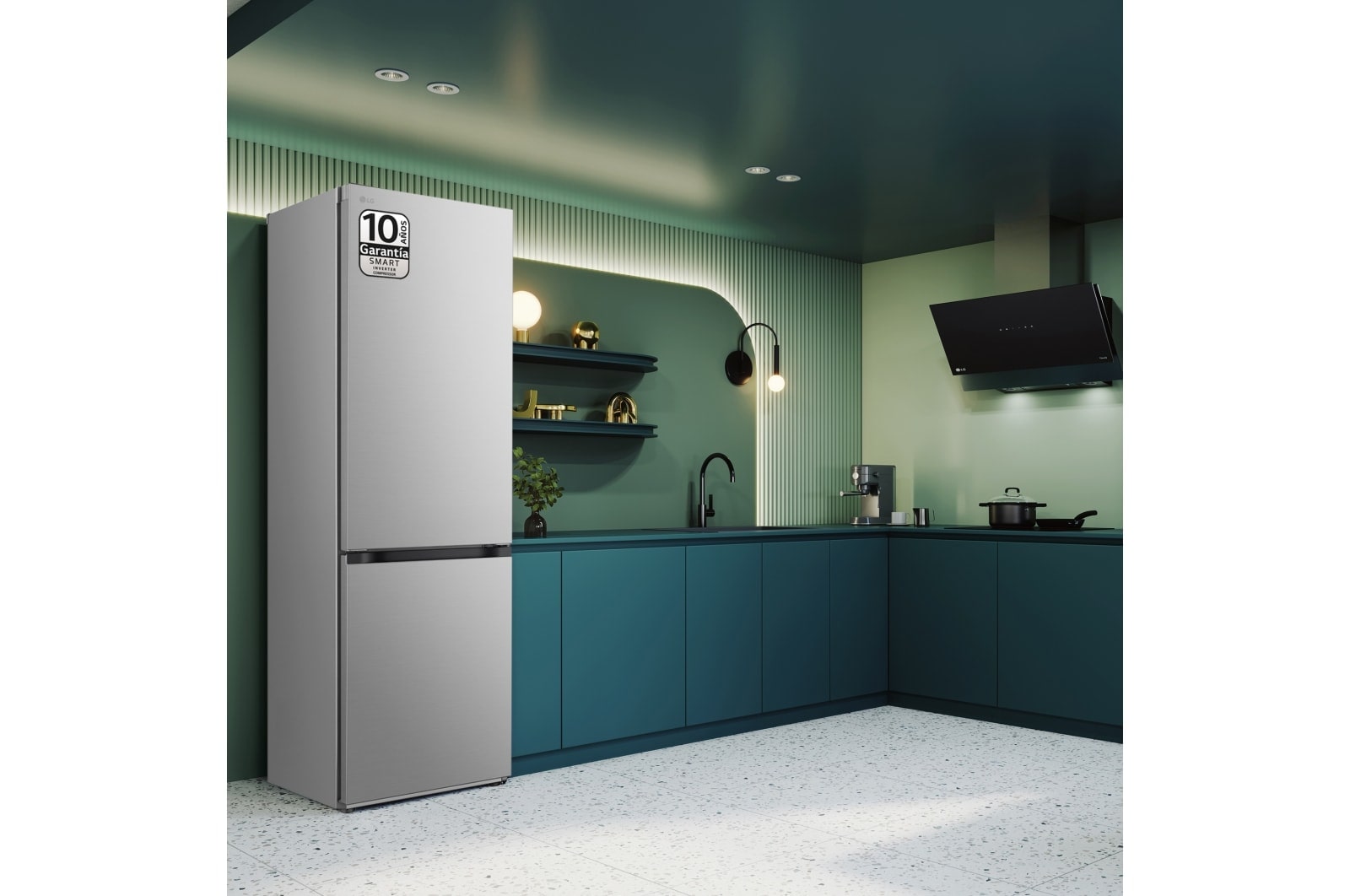 LG Outlet Frigorífico Combi Door Cooling+, 1,86m, Clasificación E, capacidad de 374l, inox antihuellas. Serie 300, GBV3100EPY.OUTLET