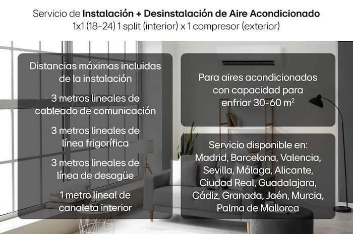 LG Instalación y Desinstalación de Aire Acondicionado LG 1x1 (18-24 BTU), Inst y Desinst de Aire Acondicionado 1x1 (18-24)