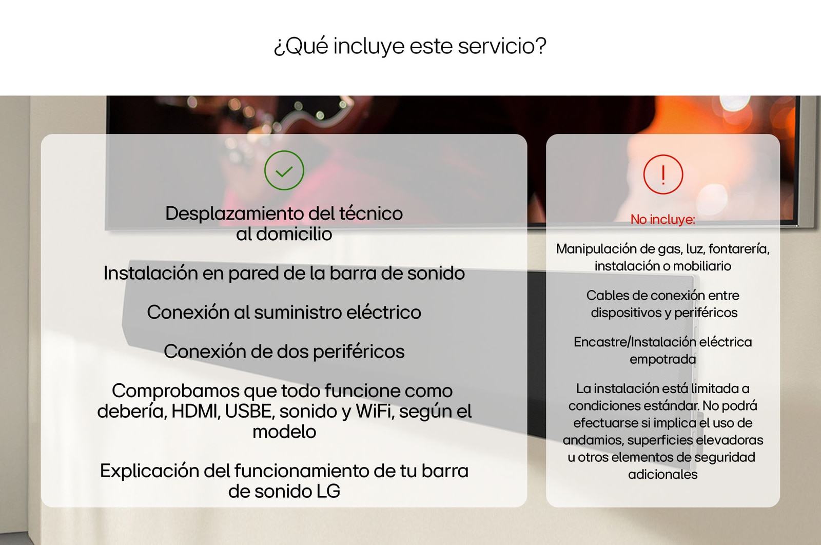LG Instalación en pared de barra de sonido LG, SERVICIOIBS