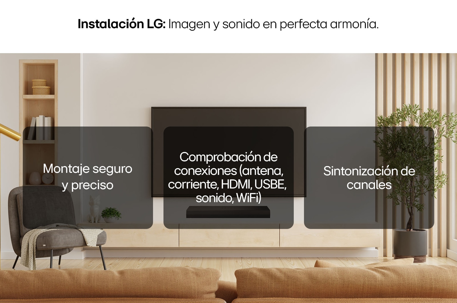 LG Instalación en pared para TV (desde 55") y barra de sonido LG, SERVICIOITVP55BS
