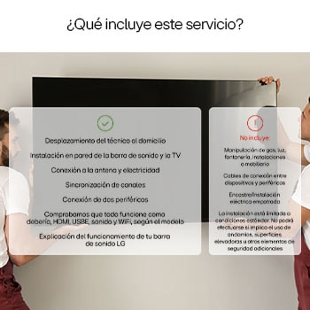 LG Instalación en pared para TV (desde 55") y barra de sonido LG, SERVICIOITVP55BS