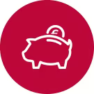 Imagen de la silueta de una hucha de un cerdito en blanco con el fondo magenta