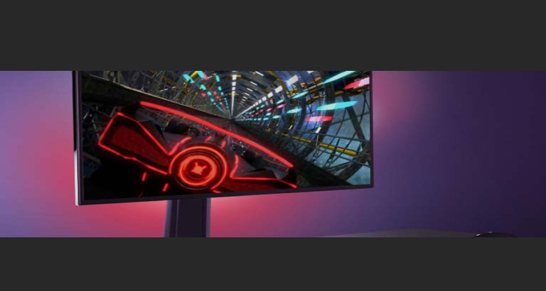 El monitor soportando el modo Video Sync y emitiendo luces coloridas de Sphere Lighting 2.0.