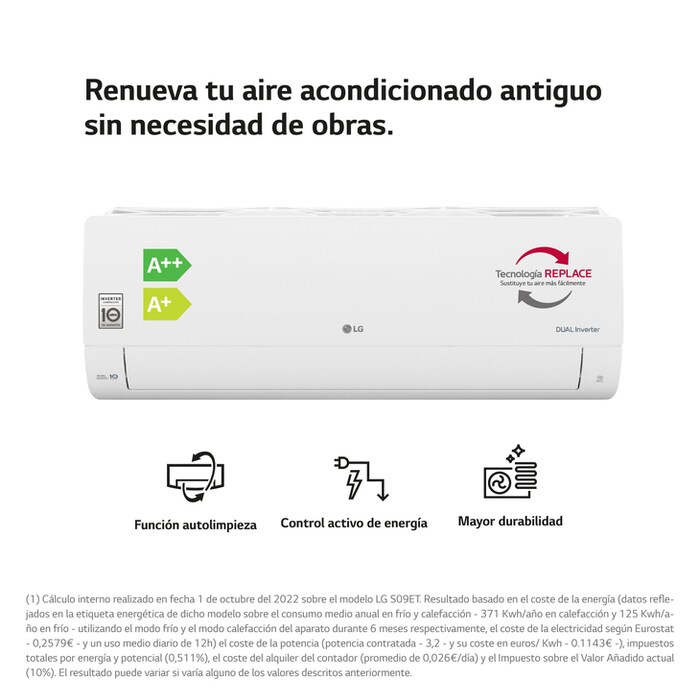 LG Outlet Confort12 Wifi R32: Aire Acondicionado con Wifi integrado, bomba de calor inverter A++/A+, 12CONFWFI.OUTLET