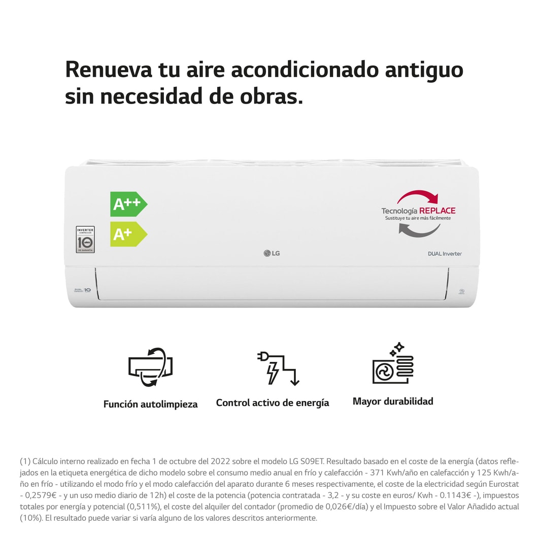 LG WIFI 24: Aire Acondicionado A++/A+, 10 años garantía, Función Ahorro de Energía, 24CONFWFI.SET