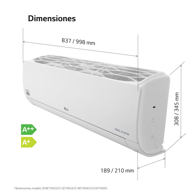 LG WIFI 24: Aire Acondicionado A++/A+, 10 años garantía, Función Ahorro de Energía, 24CONFWFI.SET