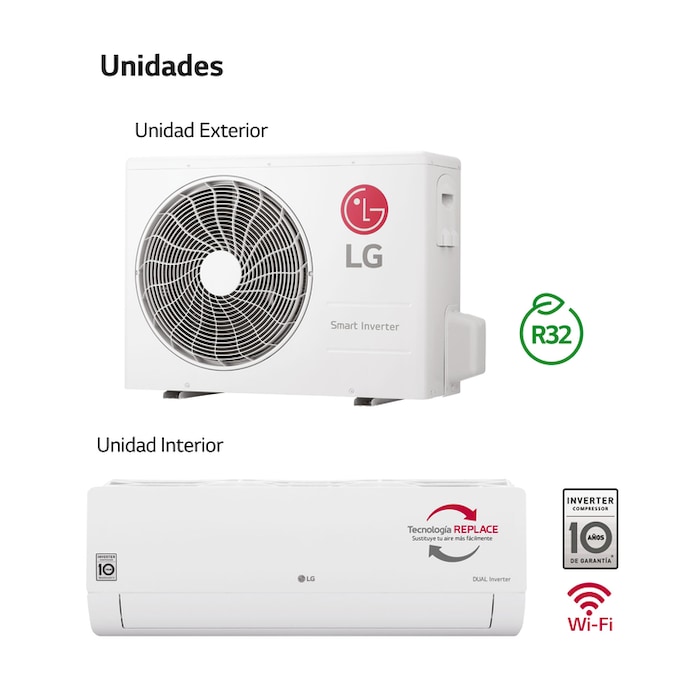 LG WIFI 24: Aire Acondicionado A++/A+, 10 años garantía, Función Ahorro de Energía, 24CONFWFI.SET