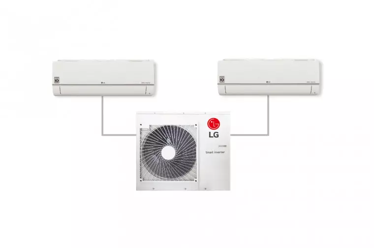 Vista frontal de LG WIFI 2X1 9&#43;9: Aire Acondicionado A&#43;&#43;/A&#43;, 10 años garantía, Función Ahorro de Energía 2X1MULT99.SET
