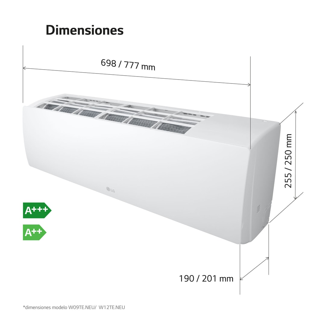 LG BASE 09: Aire Acondicionado A++/A+++, Autolimpieza, Filtro Dual, 22 dB, LGBASE09.SET