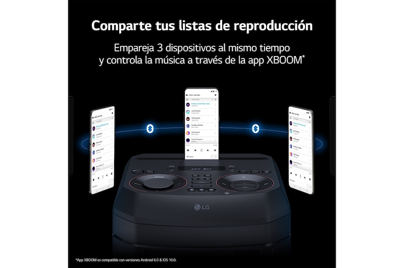 LG xboom La Bestia RNC7 - Altavoz gran potencia, 500W, karaoke, luces LED, efectos de DJ, Bluetooth, Negro, RNC7