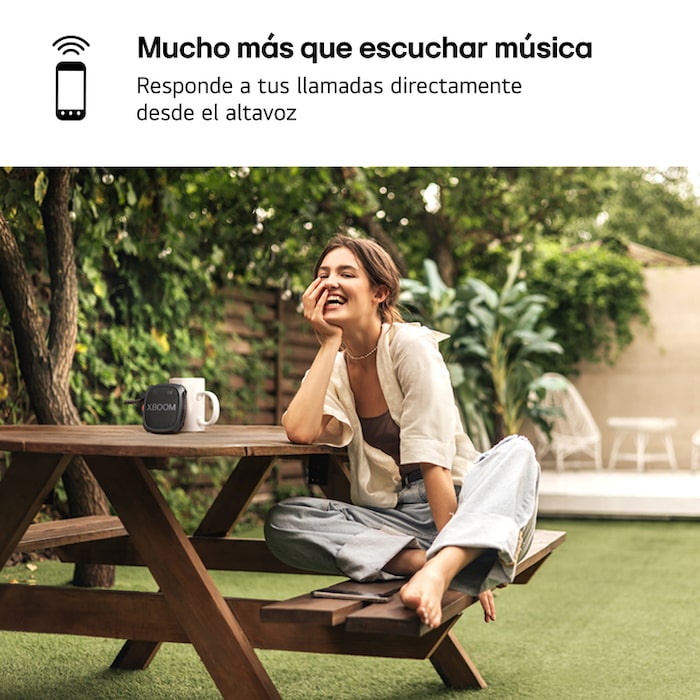 LG xboom XG2TBK - Altavoz inalámbrico, bluetooth, 5W, hasta 10h batería, resistencia militar, IP67, Negro, XG2TBK