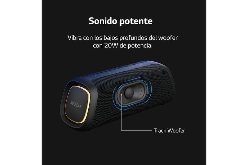 LG xboom XG5QBK - Altavoz inalámbrico, bluetooth, 20W, hasta 18h batería, resistencia IP67, Negro, XG5QBK