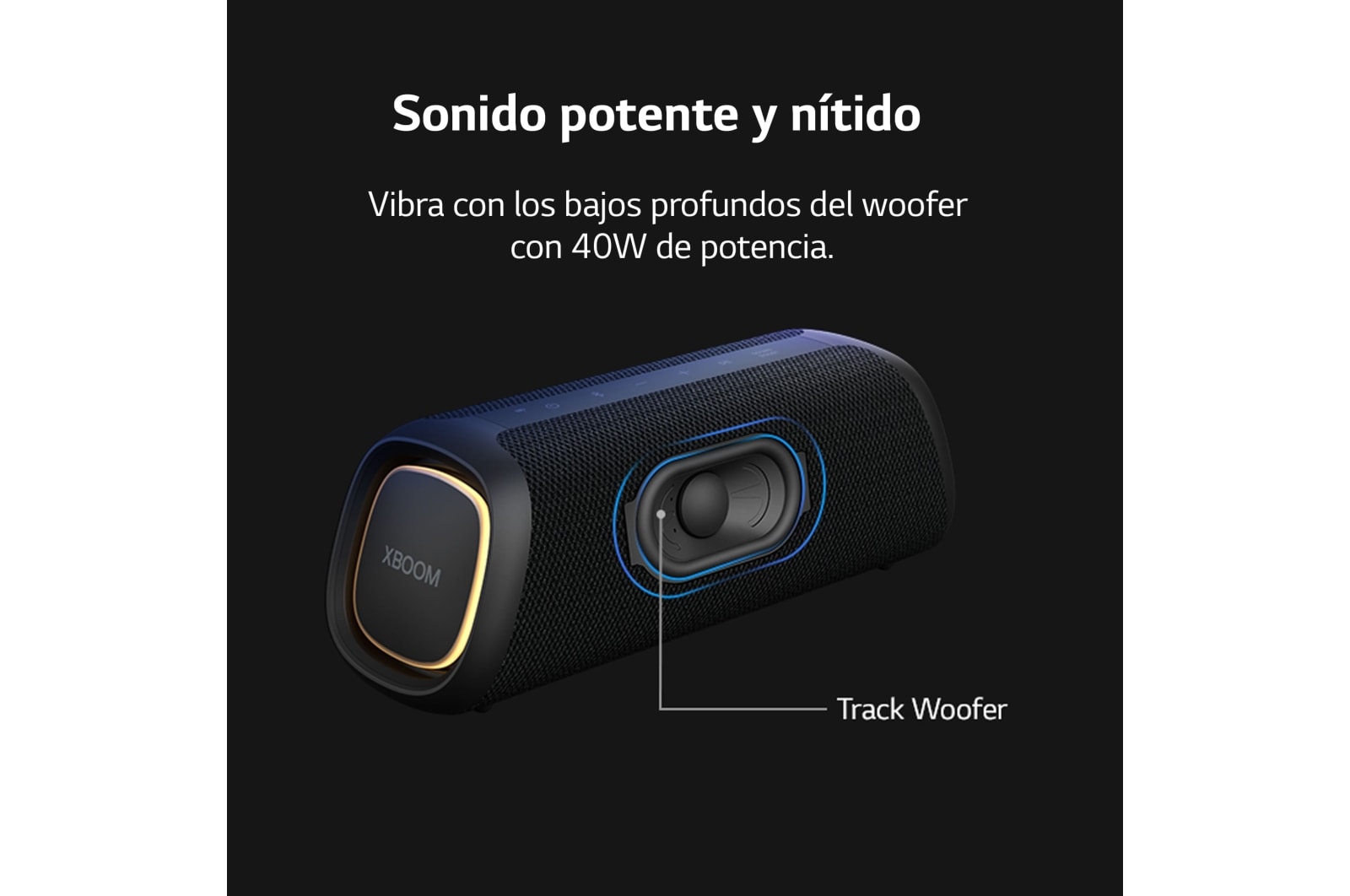 LG xboom XG7QBK - Altavoz inalámbrico, bluetooth, 40W, hasta 24h batería, resistencia IP67, Negro, XG7QBK