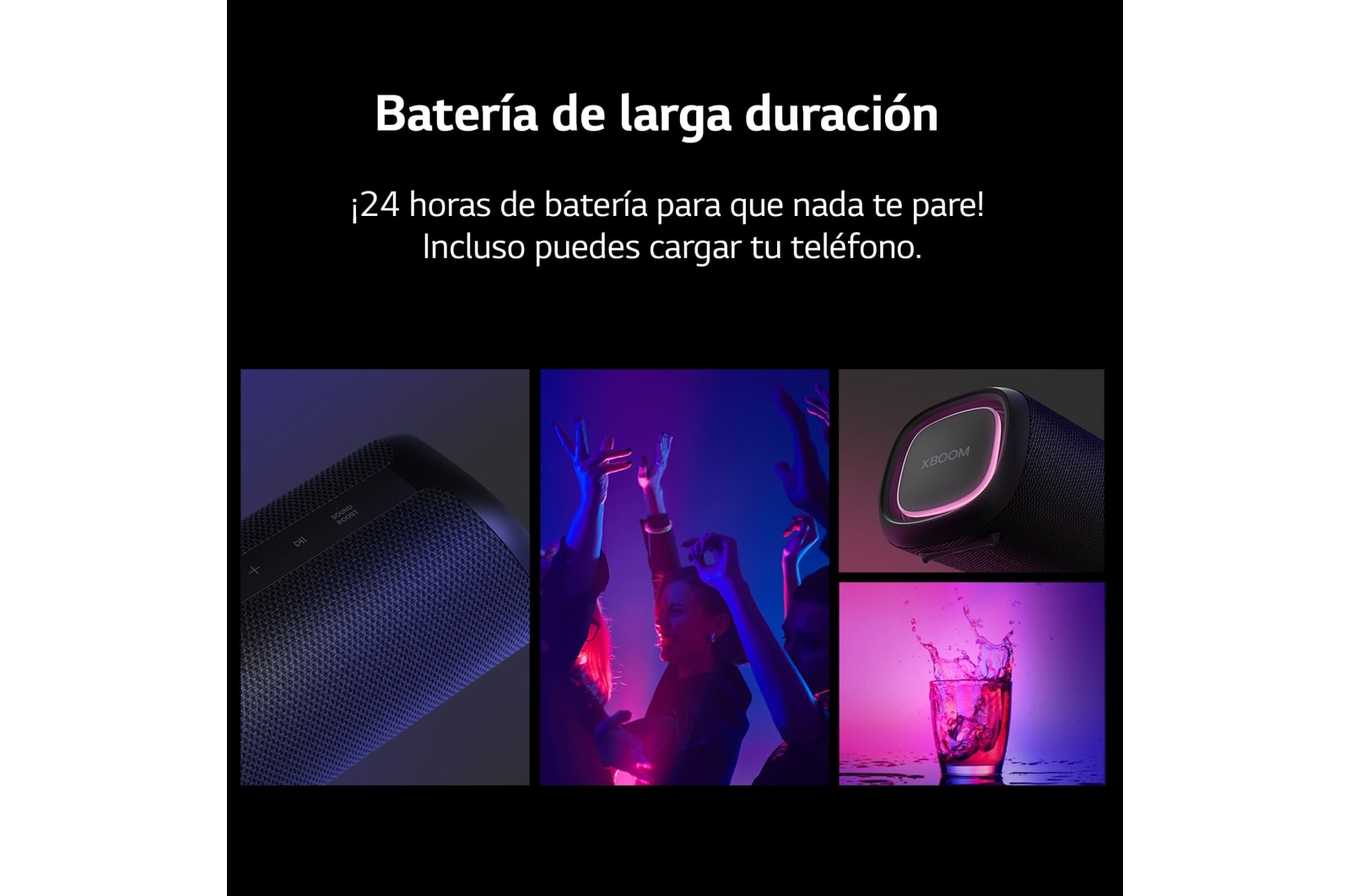 LG xboom XG7QBK - Altavoz inalámbrico, bluetooth, 40W, hasta 24h batería, resistencia IP67, Negro, XG7QBK
