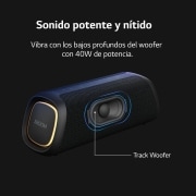 LG xboom XG7QBK - Altavoz inalámbrico, bluetooth, 40W, hasta 24h batería, resistencia IP67, Negro, XG7QBK