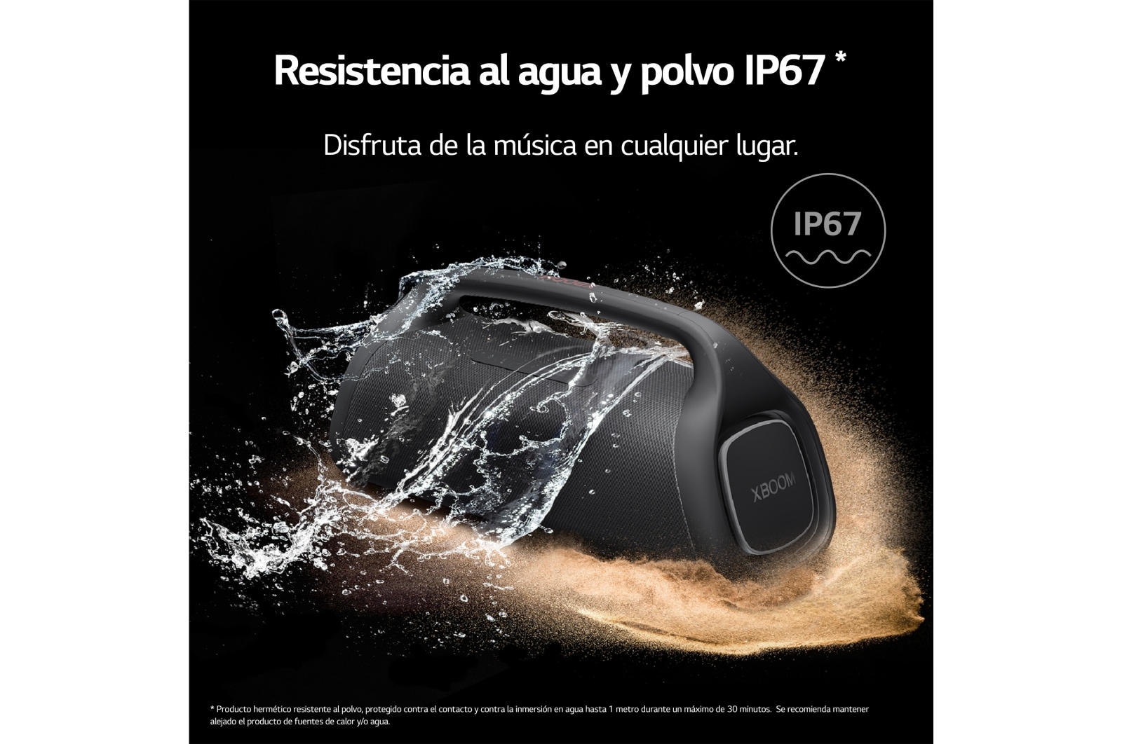 LG Altavoz Bluetooth XBOOM Go XG9QBK. Bajos potentes, resistencia al aguay polvo IP67 y hasta 24 horas de batería, XG9QBK