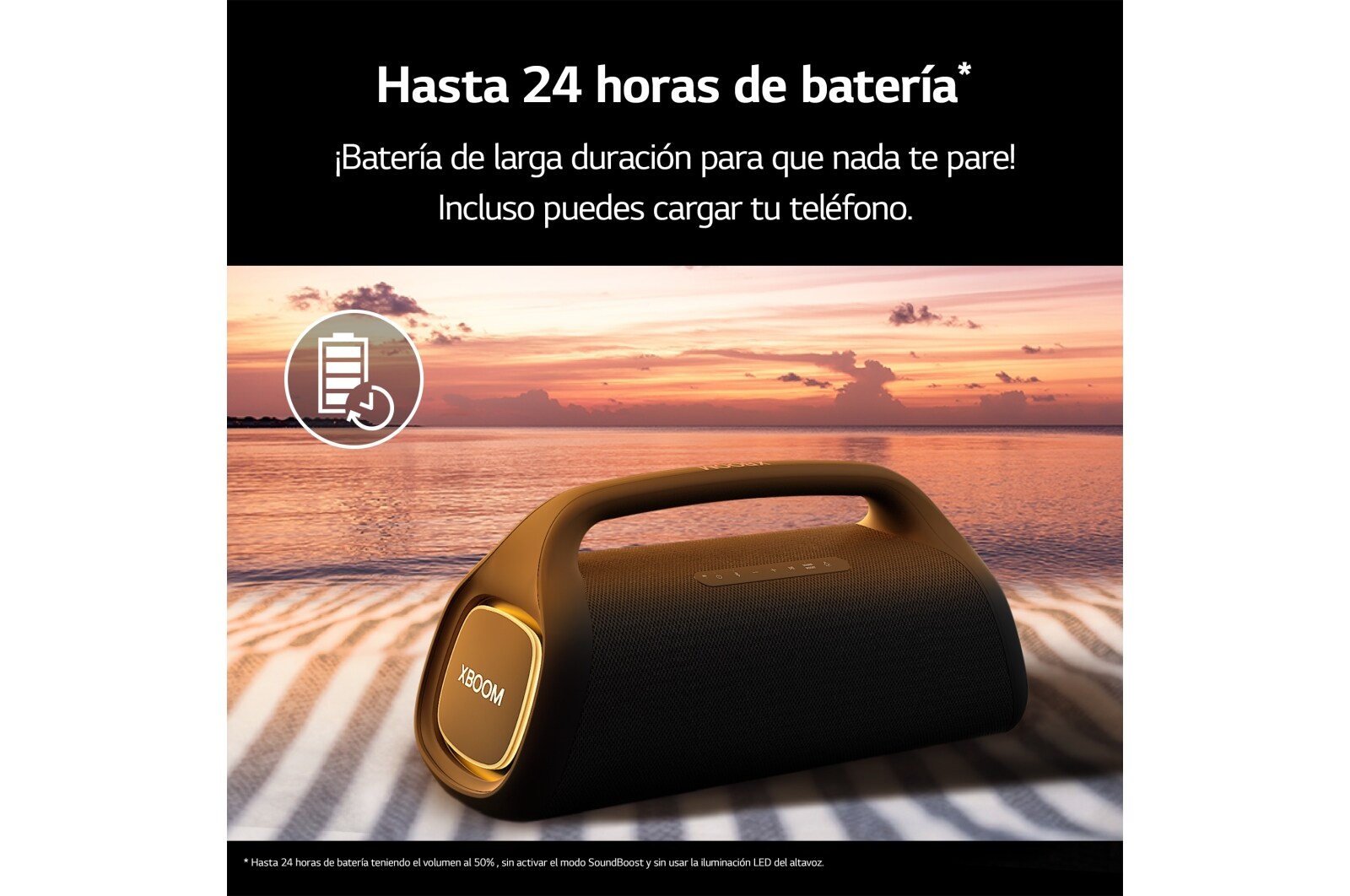 LG Altavoz Bluetooth XBOOM Go XG9QBK. Bajos potentes, resistencia al aguay polvo IP67 y hasta 24 horas de batería, XG9QBK