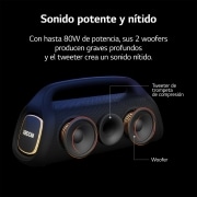 LG Altavoz Bluetooth XBOOM Go XG9QBK. Bajos potentes, resistencia al aguay polvo IP67 y hasta 24 horas de batería, XG9QBK