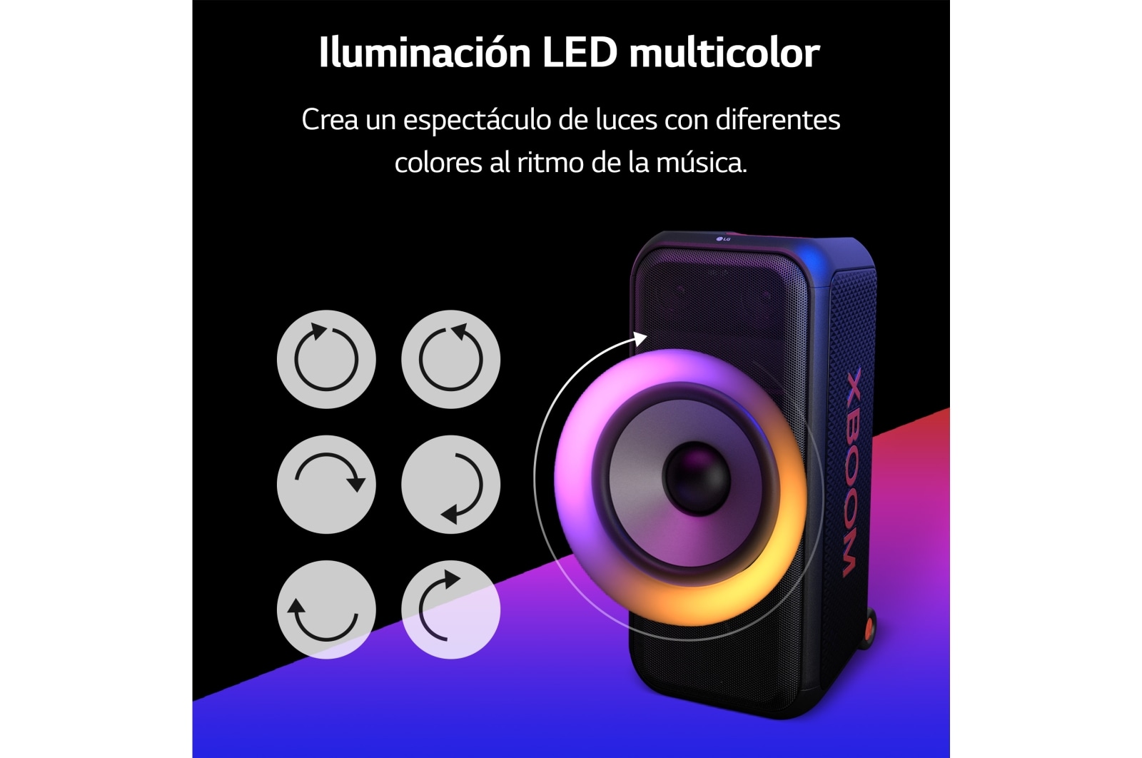 LG xboom La Bestia XL7S - Altavoz gran potencia, 250W, karaoke, luces y pantalla LED, efectos de DJ, Bluetooth, hasta 20h batería, Asa Telescópica y Ruedas, Resistencia IPX4 ,Negro, XL7S