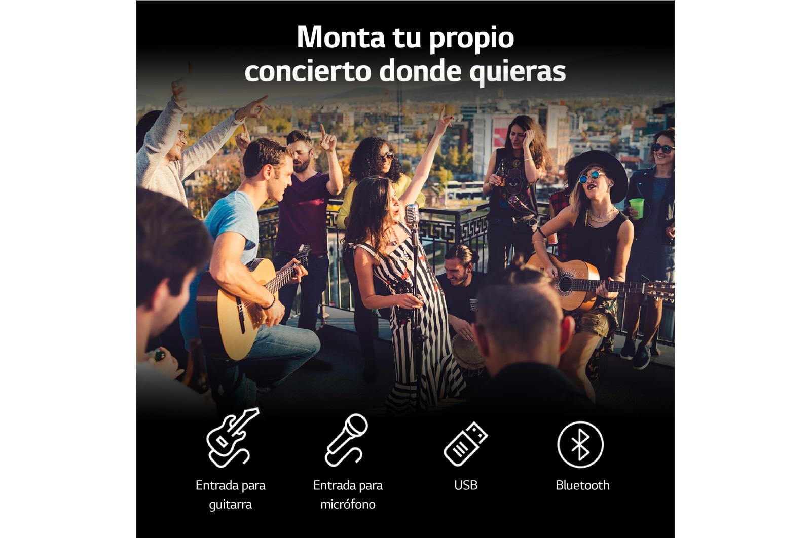 LG xboom La Bestia XL7S - Altavoz gran potencia, 250W, karaoke, luces y pantalla LED, efectos de DJ, Bluetooth, hasta 20h batería, Asa Telescópica y Ruedas, Resistencia IPX4 ,Negro, XL7S