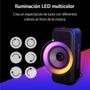 LG xboom La Bestia XL7S - Altavoz gran potencia, 250W, karaoke, luces y pantalla LED, efectos de DJ, Bluetooth, hasta 20h batería, Asa Telescópica y Ruedas, Resistencia IPX4 ,Negro, XL7S
