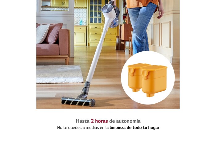 LG Aspirador escoba LG All-in-One Kompressor 210W de succión, sistema de autovaciado, doble batería y sistema de compresión de polvo, A9T-ULTRA2C