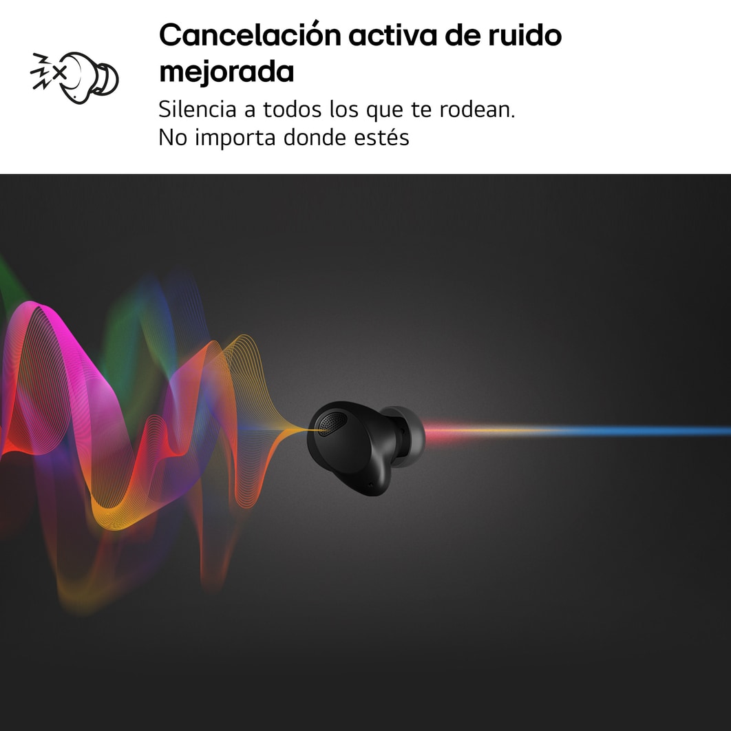 LG TONE Free T90S - auriculares inalámbricos, bluetooth, Dolby Atmos, cancelación de ruido, hasta 36h batería, resistencia IPX4, autolimpieza, grafeno, negro, TONE-T90S.AEUSLBK