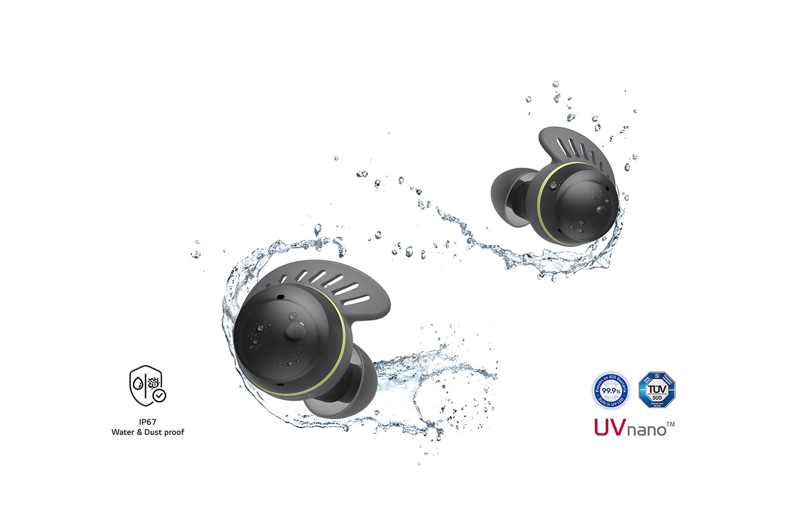 TONE Free deporitvos TF7Q salpicados de agua y gotas.