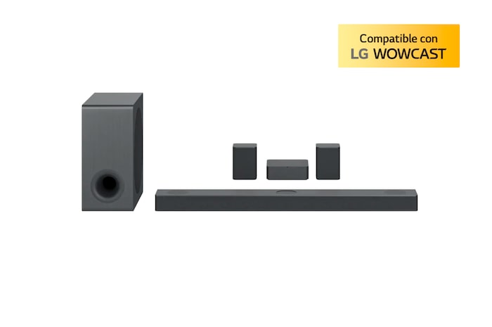 LG Barra de sonido Inteligente LG S80QR con 620W de potencia y 5.1.3 canales, triple altavoz Atmos vertical y altavoces traseros incluidos. Sonido envolvente Dolby Atmos, dst:X, IMAX Enhanced, Hi-Res 24bits/96kHz y Meridian Horizon., S80QR