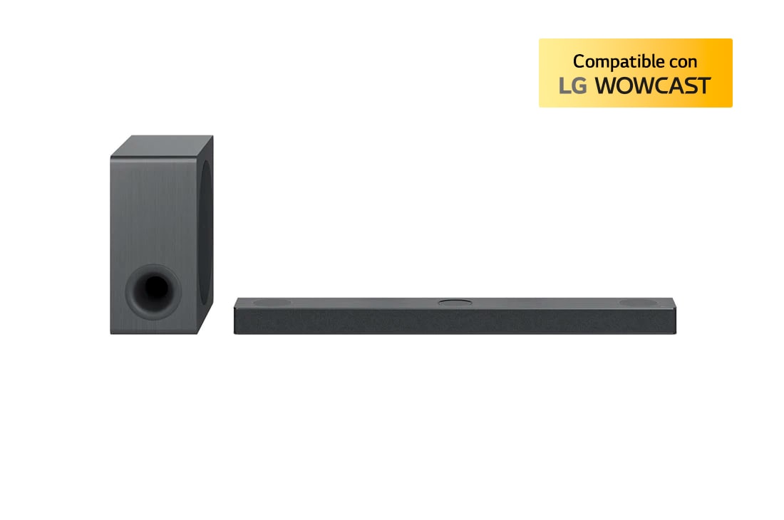 Vista frontal con altavoz de subwoofer y altavoces traseros
