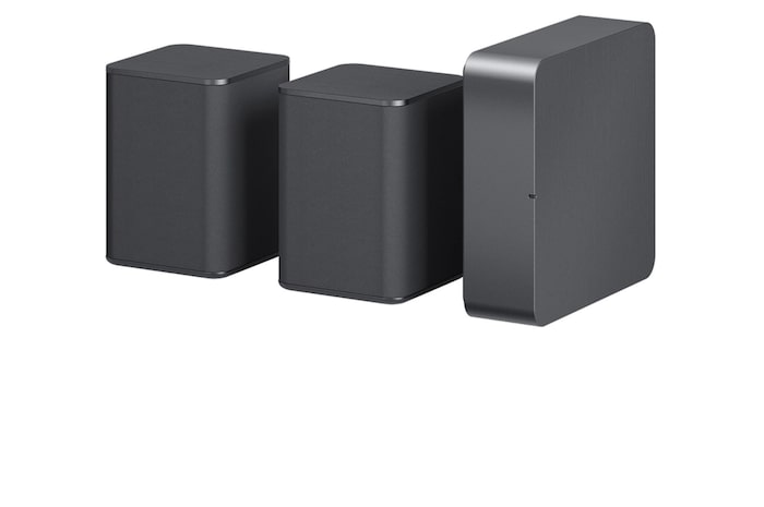 LG Kit SPQ8-S compuesto de 2 altavoces traseros inalámbricos para Barras de Sonido LG modelos S90QY y S80QY para aumentar la potencia en 140W y 2.0 canales con montaje en pared opcional. , SPQ8-S