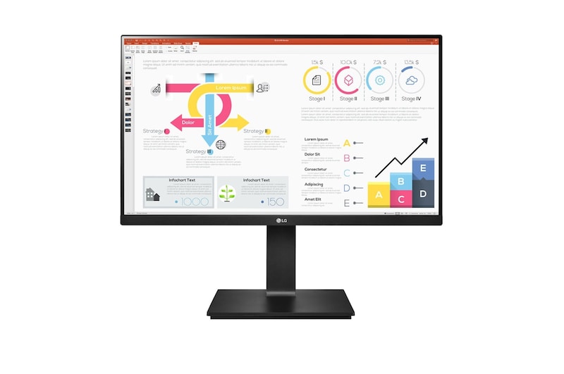 LG Monitor LG IPS (Panel IPS:2560x1440px, 16:9, HDR10, sRGB 99%); Daisy Chain; entradas: USB Type-C™ x1; DisplayPort x1; AMD FreeSync™;  Diseño Ergonómico; Ajustable en altura e inclinación y pivote, 24QP750