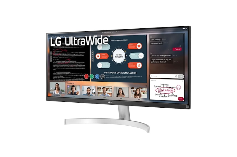 LG 29WN650-W - Monitor Ultrapanoramico 21:9 LG UltraWide (Panel IPS: 2560x1080, 400cd/m², 1000:1, sRGB>99%); diag. 73cm; entr.: HDMIx2, DPx1; altavoces 2x7W; Ajust. en inclinación., 29WN600-W