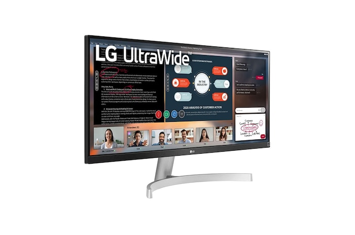 LG 29WN650-W - Monitor Ultrapanoramico 21:9 LG UltraWide (Panel IPS: 2560x1080, 400cd/m², 1000:1, sRGB>99%); diag. 73cm; entr.: HDMIx2, DPx1; altavoces 2x7W; Ajust. en inclinación., 29WN600-W