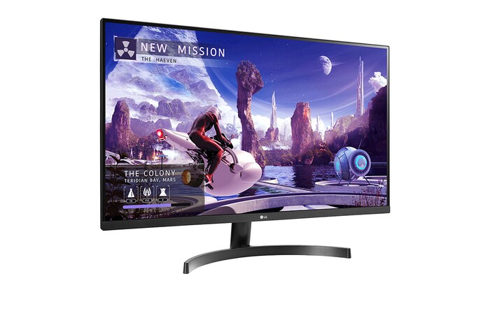 LG 32QN600-B - Monitor QHD polivalente (Panel IPS: 2560 x 1440p, 16:9, 350cd/m², 1000:1, sRGB >99%, 75Hz, 5ms); diag. 80cm; entradas: HDMI x2, DP x1; marcos ultrafinos, 32QN600-B