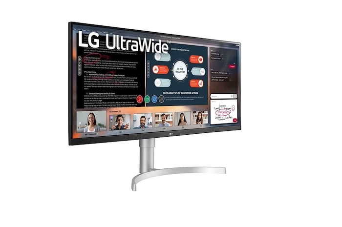 LG 34WN650-W - Monitor Ultrapanoramico 21:9 LG UltraWide (Panel IPS: 2560x1080, 400cd/m², 1000:1, sRGB>99%); diag. 86,72cm; entr.: HDMIx2, DPx1; altavoces 2x7W;  Ajust. en altura e inclinación., 34WN650-W