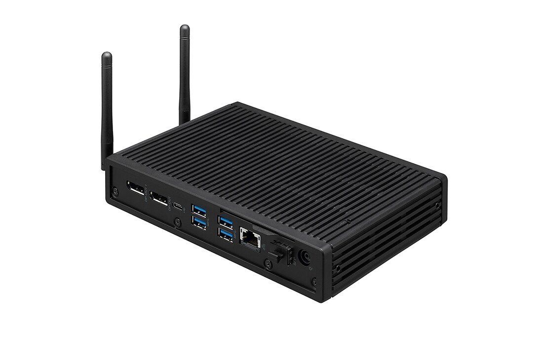 LG Box Tipo Thin Client – Procesador Quad-Core Intel®Celeron™ J4105; Memoria RAM de 4GB; Almacenamiento 16GB eMMC; DisplayPort con soporte para hasta 3 pantallas; USB Type-C™ con hasta 60W de suministro de energía; Diseño Silencioso., CL600N-6N