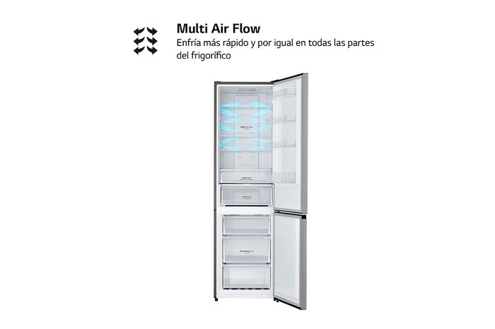 LG Frigorífico Combi  2m, Clasificación D, capacidad de 358l, inox antihuellas. Serie 200, GBM22HSADH