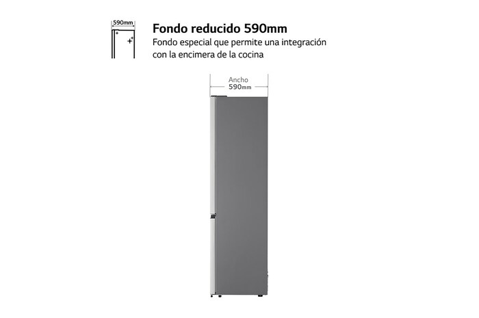 LG Frigorífico Combi  2m, Clasificación D, capacidad de 358l, inox antihuellas. Serie 200, GBM22HSADH