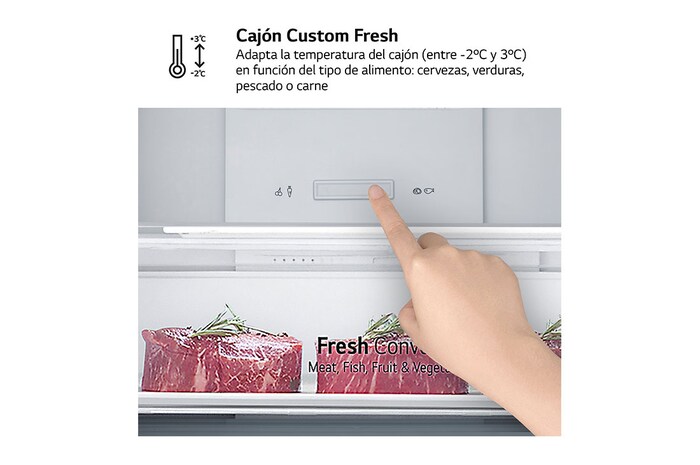 LG Frigorífico Combi  2m, Clasificación D, capacidad de 358l, inox antihuellas. Serie 200, GBM22HSADH