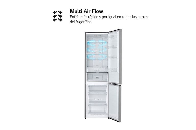 LG Frigorífico Combi  2m, Clasificación D, capacidad de 358l, inox antihuellas. Serie 200, GBM22HSADH