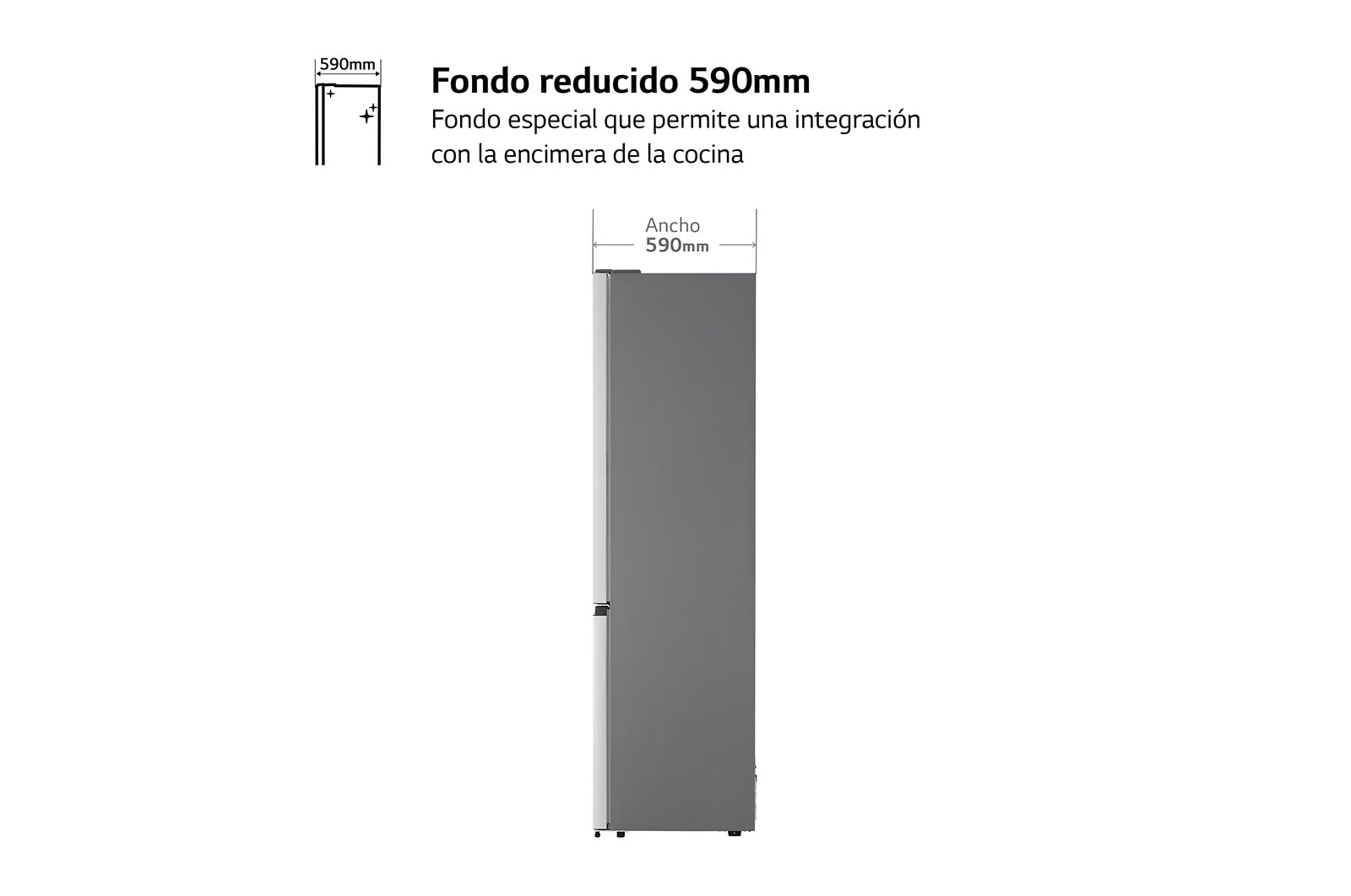 LG Frigorífico Combi  2m, Clasificación D, capacidad de 358l, inox antihuellas. Serie 200, GBM22HSADH